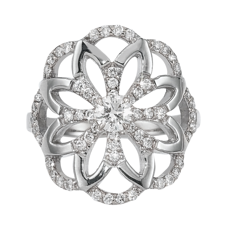 Sophia Flower Ring in White Gold